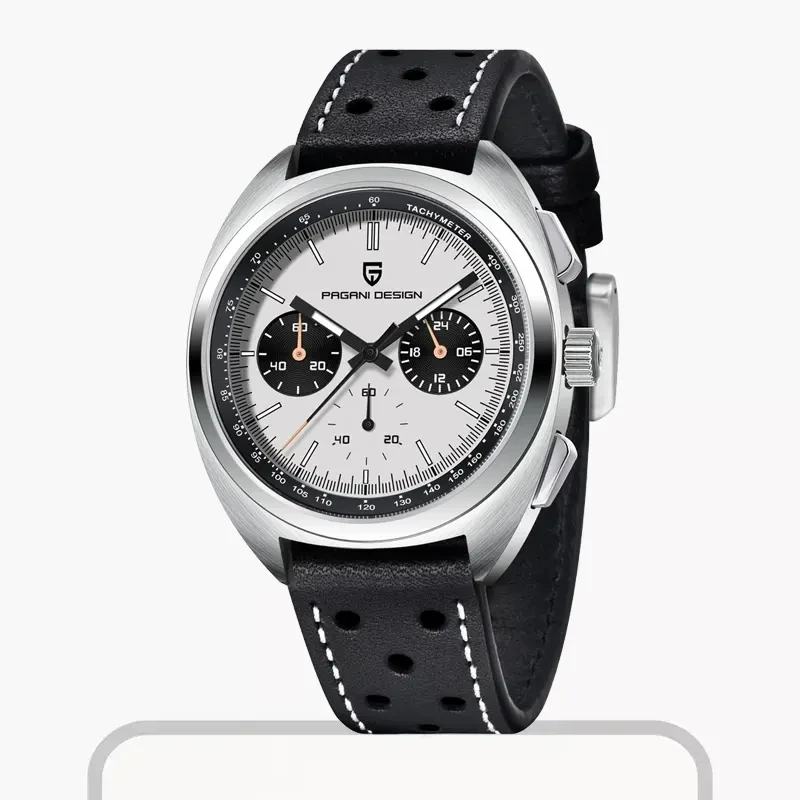 Pagani Design Chronograph White Dial Leather Men's Watch-  PD-1782